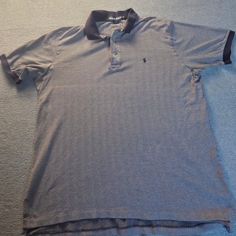 Polo Golf Ralph Lauren Golf Polo Shirt Mens XL Blue Gray Stripe 100% Cotton